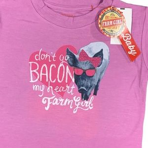 Farm Girl Baby 2T Don’t Go Bacon My Heart Purple Short Sleeve Pig Tee
